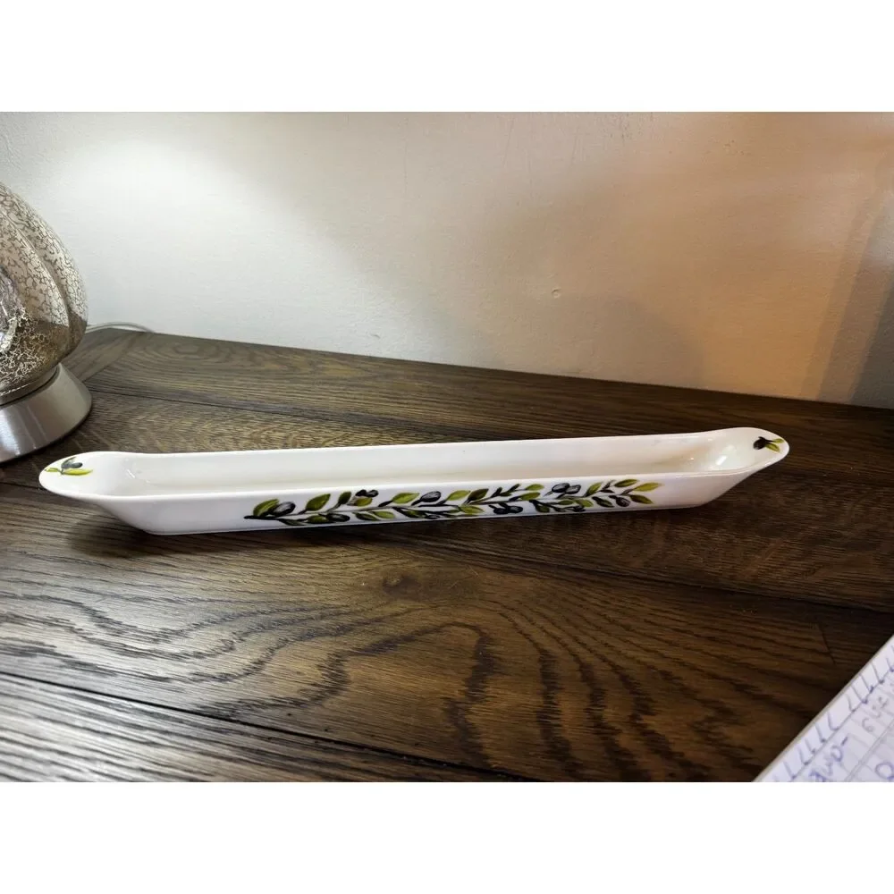 Gorgeous olive serving tray; France - hand painted Olive Fantasy Collection